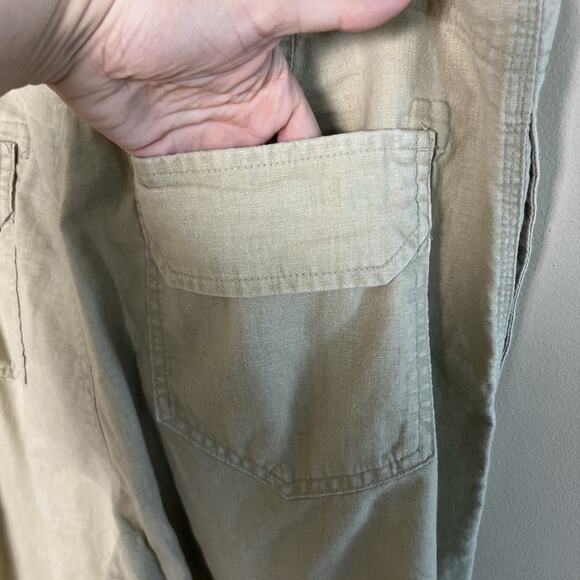 Gap Tan Linen Cotton Pants Mens Size Large Drawstring‎ Beach Resort Lightweight - Picture 8 of 10
